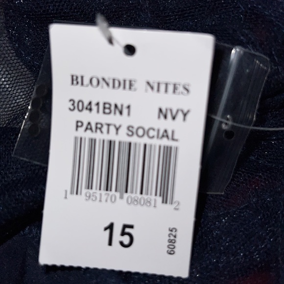 NAVY BLUE PROM DRESS BLONDY NITES PARTY SOCIAL BY STACY SKLAR SZ 15 - Picture 4 of 7